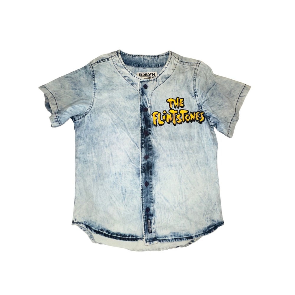 Brooklyn‎ BKLYN Express Acid Wash Jean Shirt Customed Flintstone Shirt